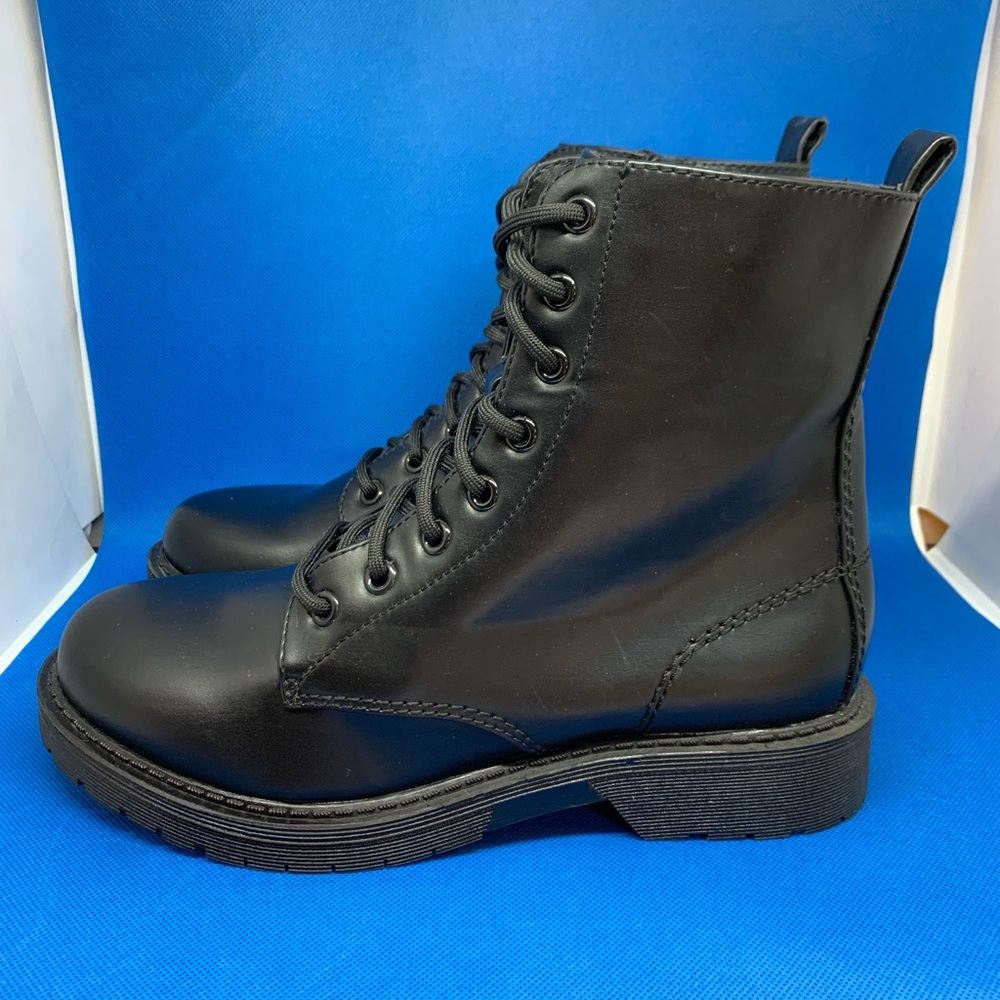 TIME And TRUE Black Combat Lugz Lace Up Zip Up Boots Women's Size 7 W.